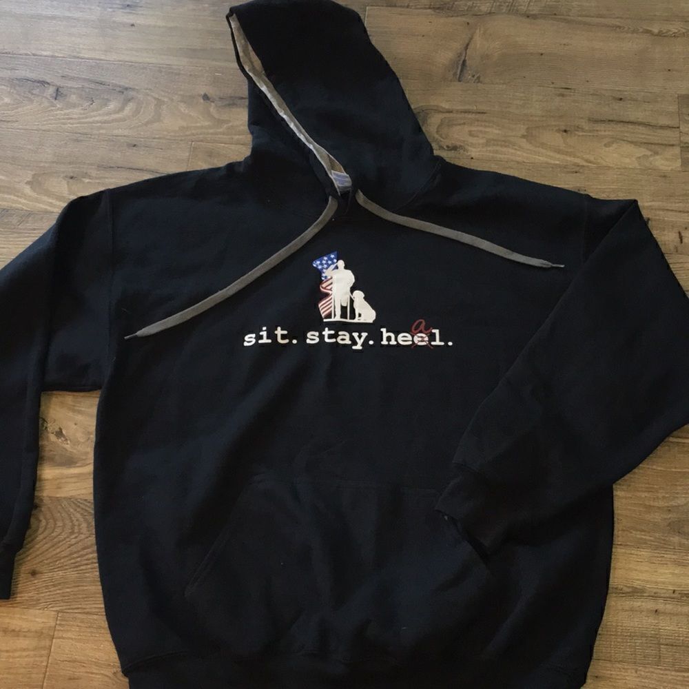 Sit stay heal America hooded hoodie sweatshirt USA dog emotional support animal